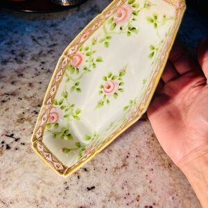 Elegant Vintage Floral Porcelain Rectangular Bowl, price firm